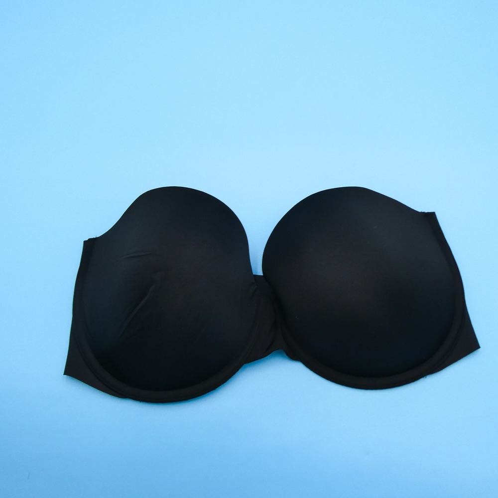 Victorias Secret Multi-Way Bra Womens 36DD Strapless Black Gold V Hardware Nylon